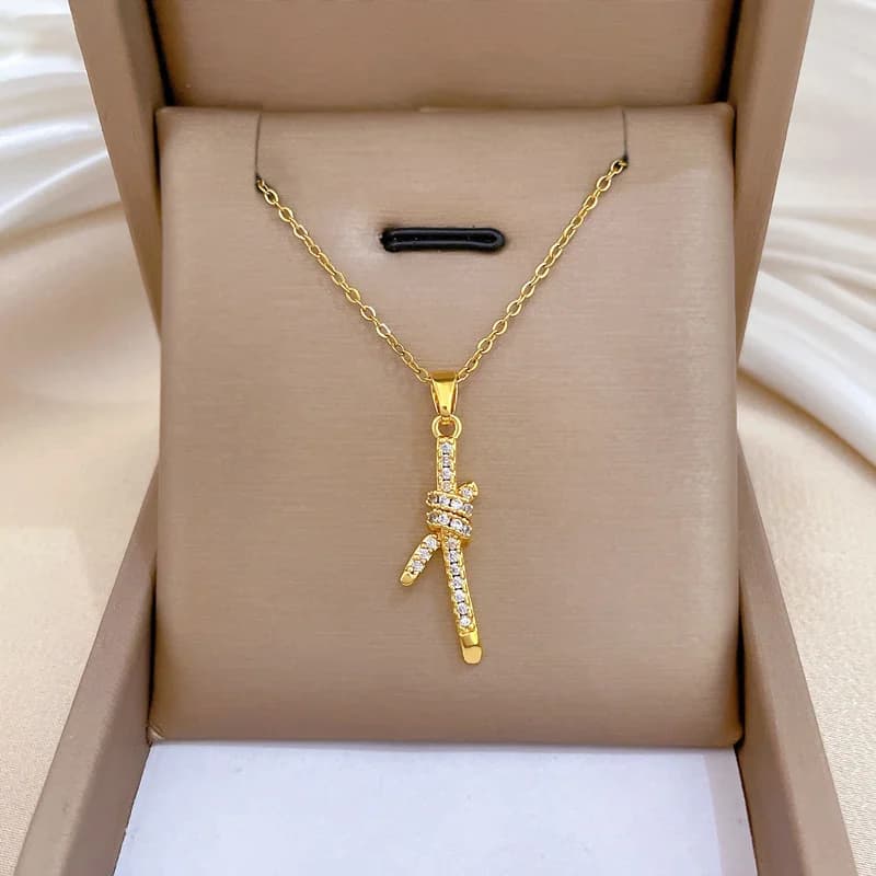 Bowknot Zirconia Pendant Necklace