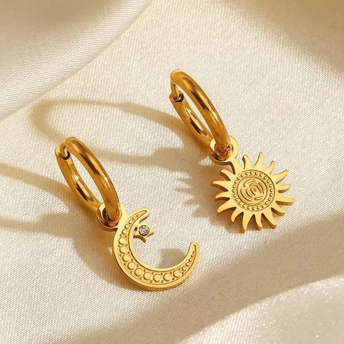 Stainless Steel Zircon Crystal Drop Dangle Earrings
