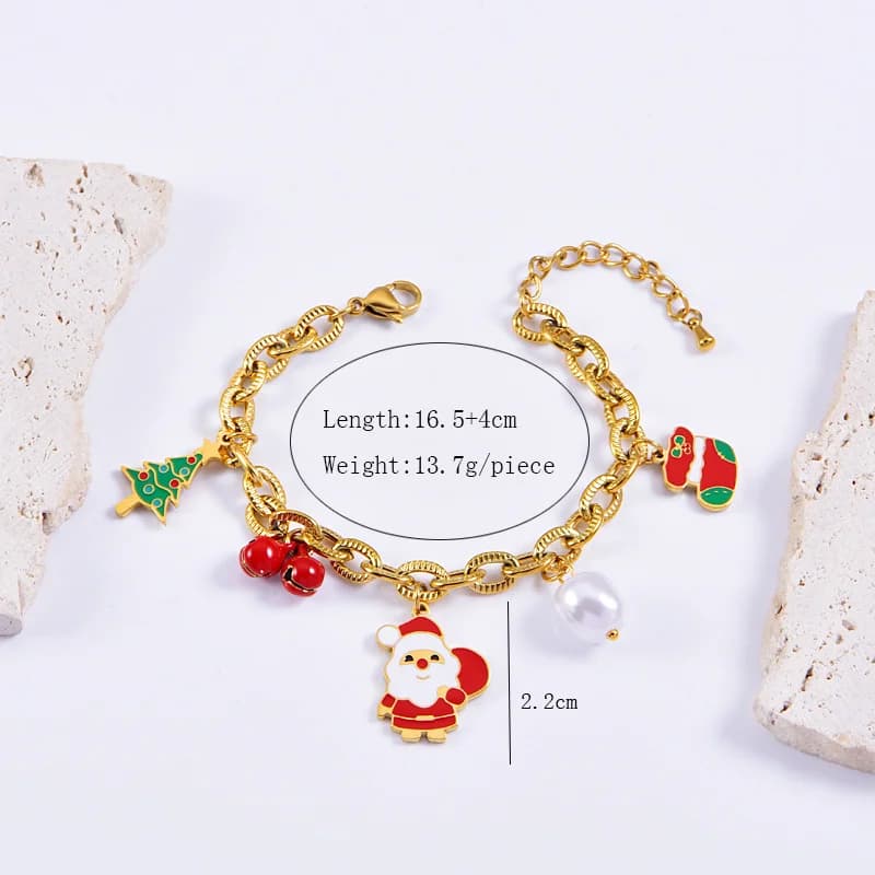 Stainless Steel Snowman Charm Bracelet