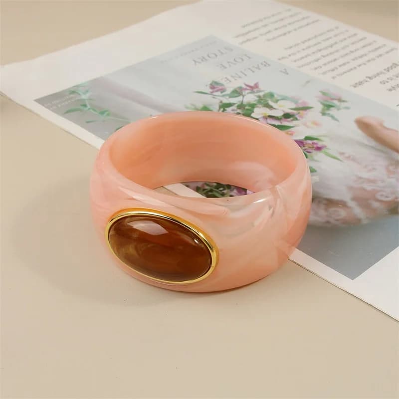 Square Acrylic Resin Geometric Bangle Bracelet for Women