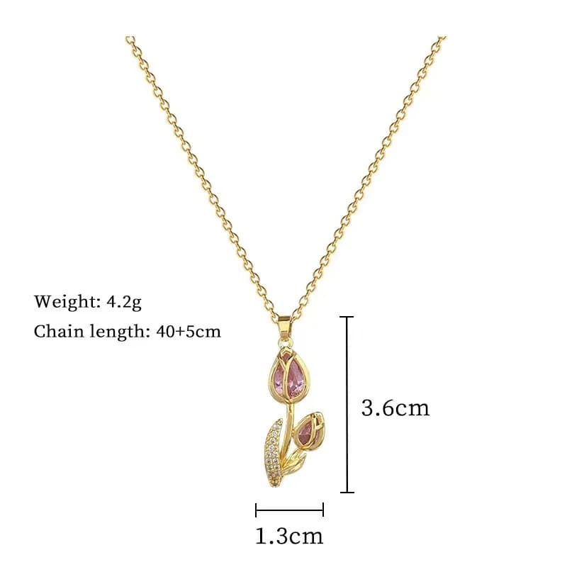 Tulip Flower Cubic Zirconia Collar Necklace