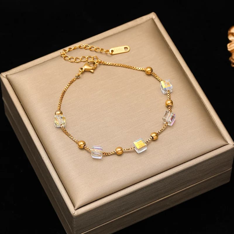 316L Stainless Steel Colorful Flower Cubic Zirconia Bracelet