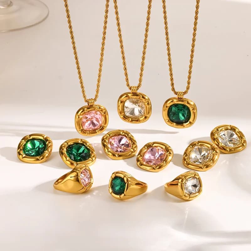Cubic Zirconia Choker Necklace and Earring Set