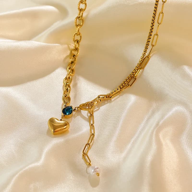 Butterfly Heart Zircon Pendant Necklace