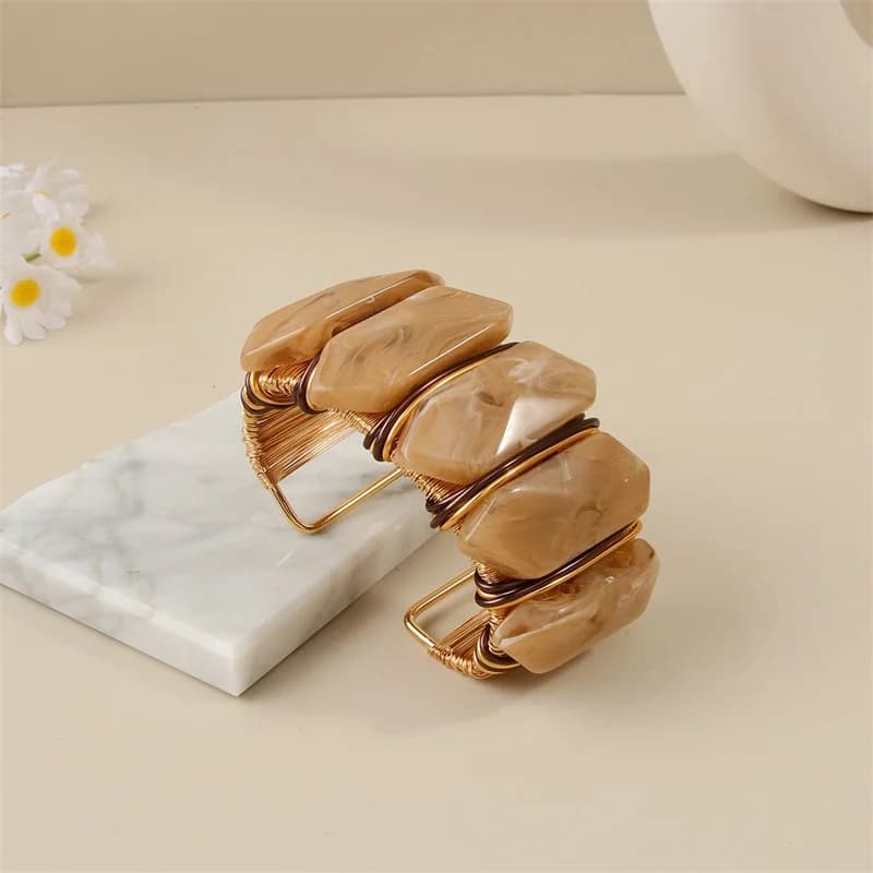 Irregular Rhombus Resin Cuff Bangle Bracelet