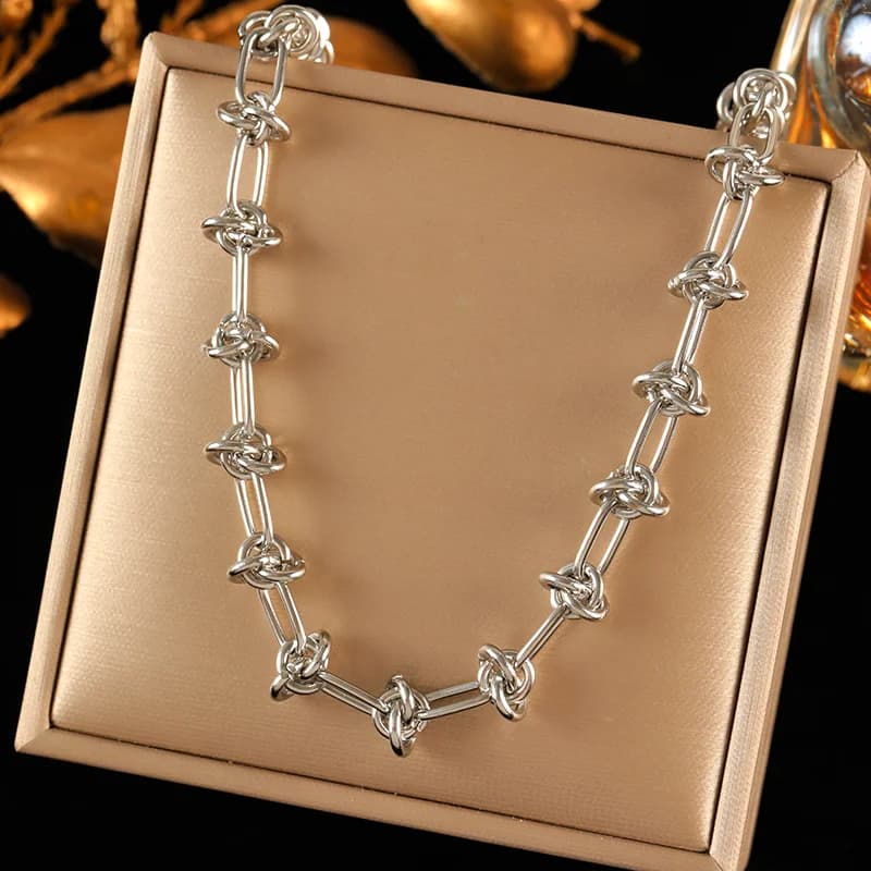 Statement Metal Chain Necklace and Bracelet Set