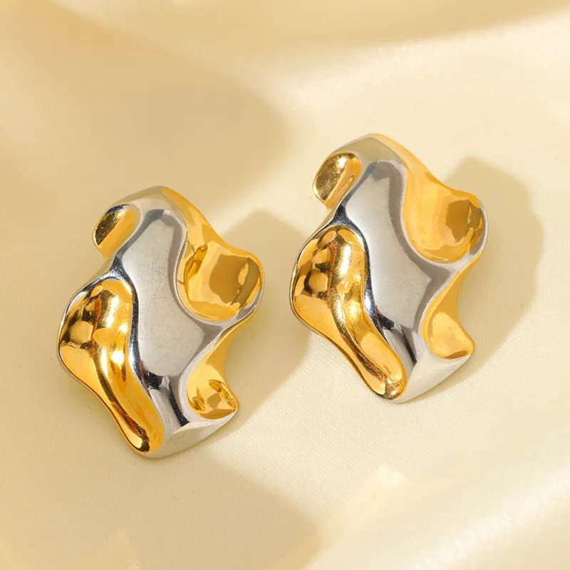 Geometric C-Shaped Zircon Stud Earrings