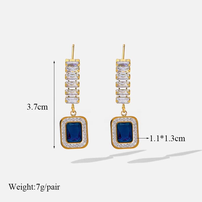 Blue Zircon Snake Chain Necklace and Earrings Set