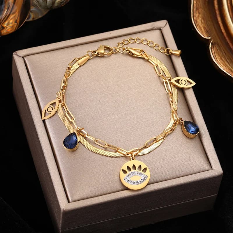 316L Stainless Steel Double Layer Zircon Bracelet