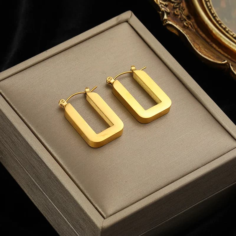 Gold Color Hollow Hoop Huggie Earrings