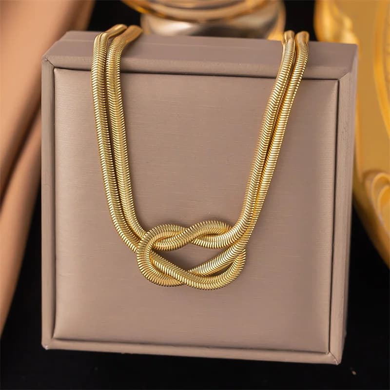 Snakehead Necklace with Zircon, Stainless Steel