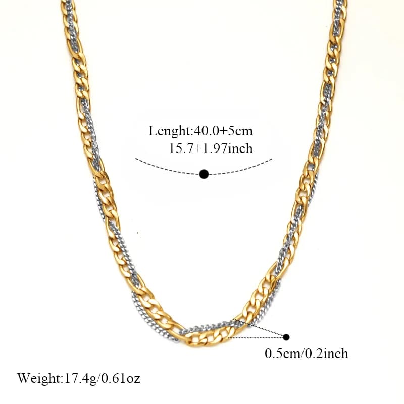 2-Color Chain Necklace and Bracelet Set