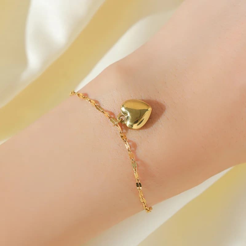 Stainless Steel Heart Jewelry Set, Gold Plated