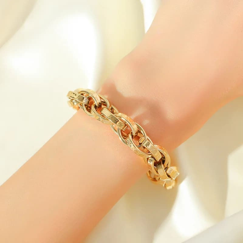 316L Stainless Steel Gold Plated Thick Cuban Chain Bracelet