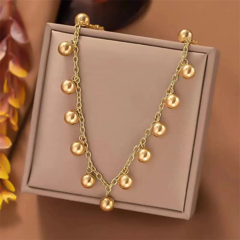 Thick Gold Bead Chain Necklace