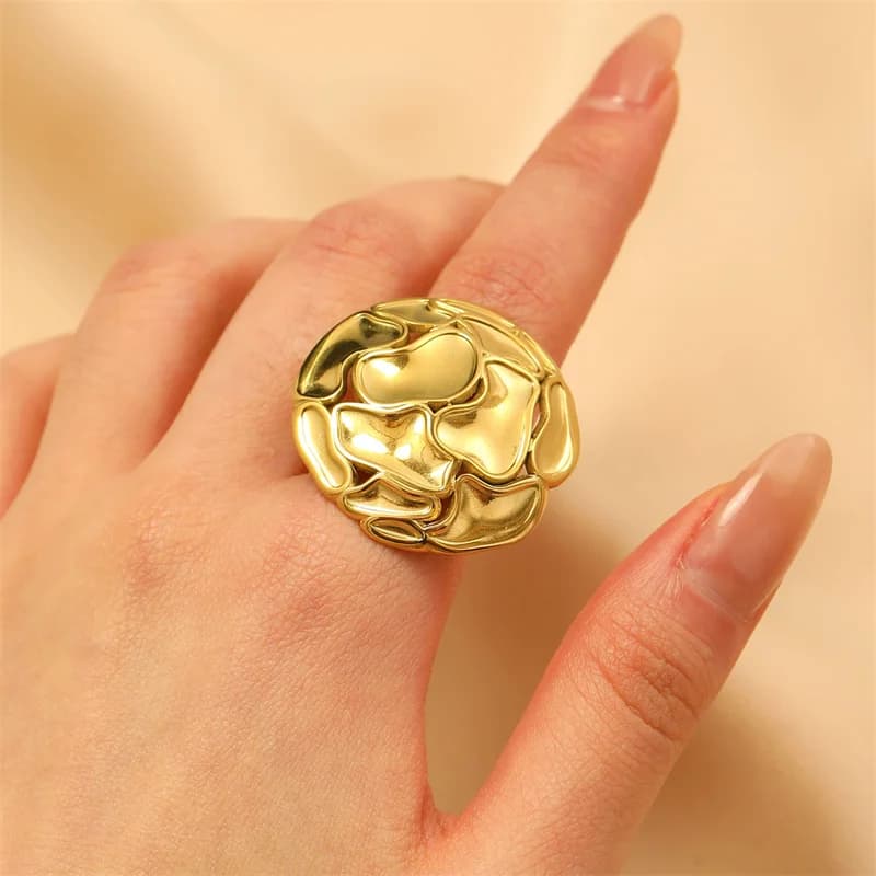 Adjustable Blue Eye Heart Ring, 316L Stainless Steel