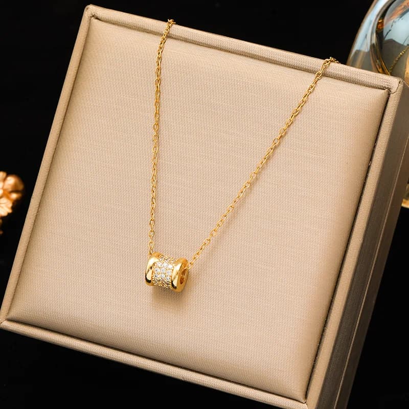 Moon Pearl Zircon Puppy Pendant Necklace