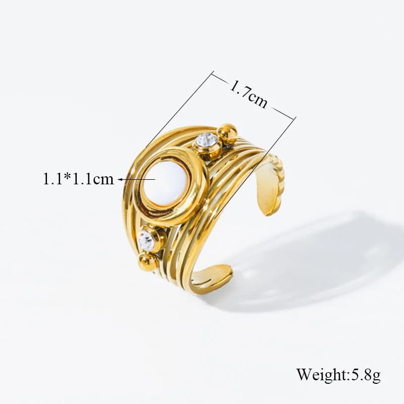 Exaggerated Open Adjustable Ring in Gold Stainless Steel