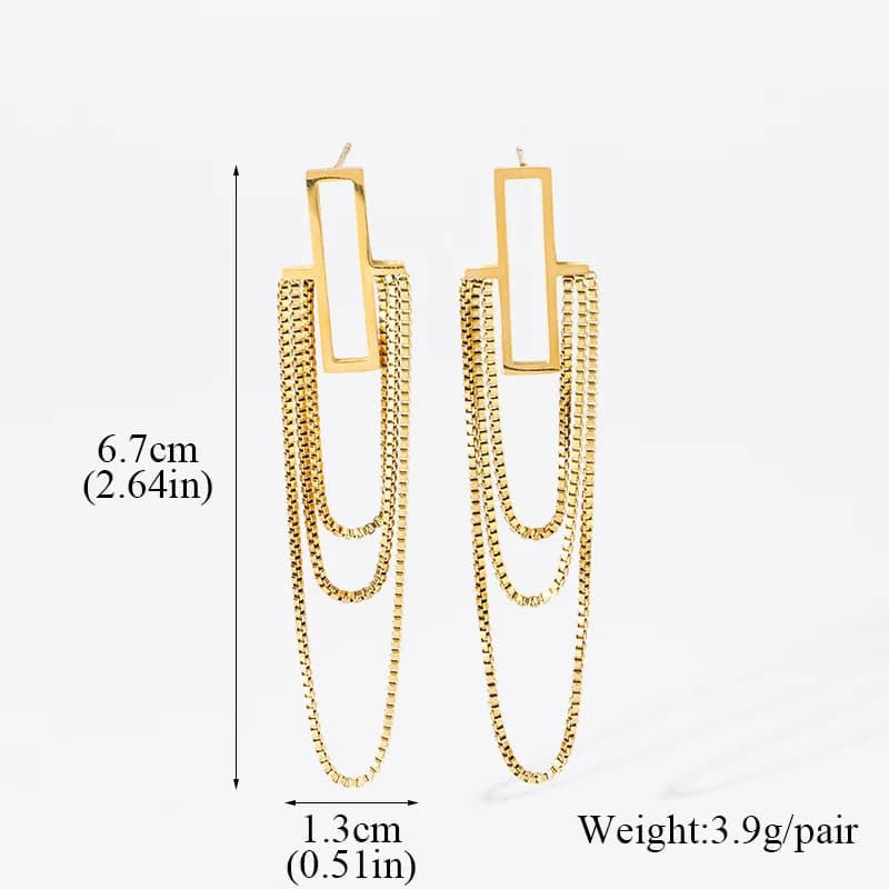 Gold Color Tassel Dangle Earrings
