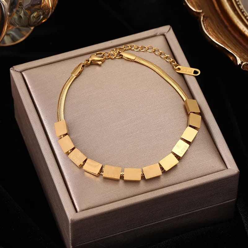 Roman Numerals Charm Chain Bracelet, Gold Color