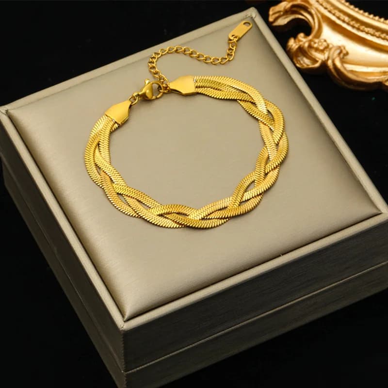 Star and Leopard Charm Bracelet, Thick Chain Stainless Steel