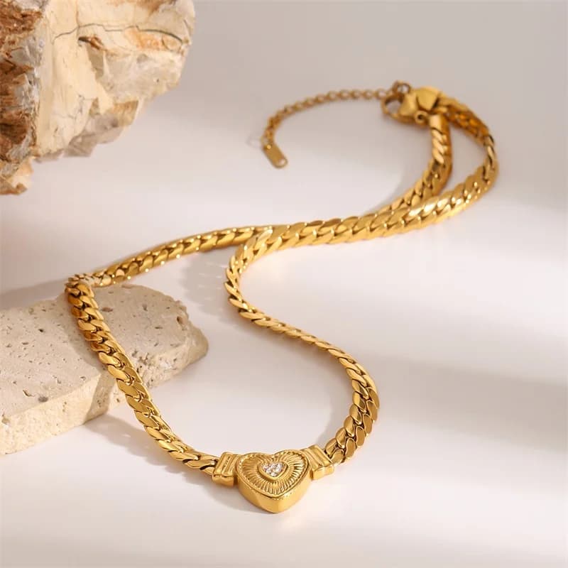 Gold Heart Choker Necklace