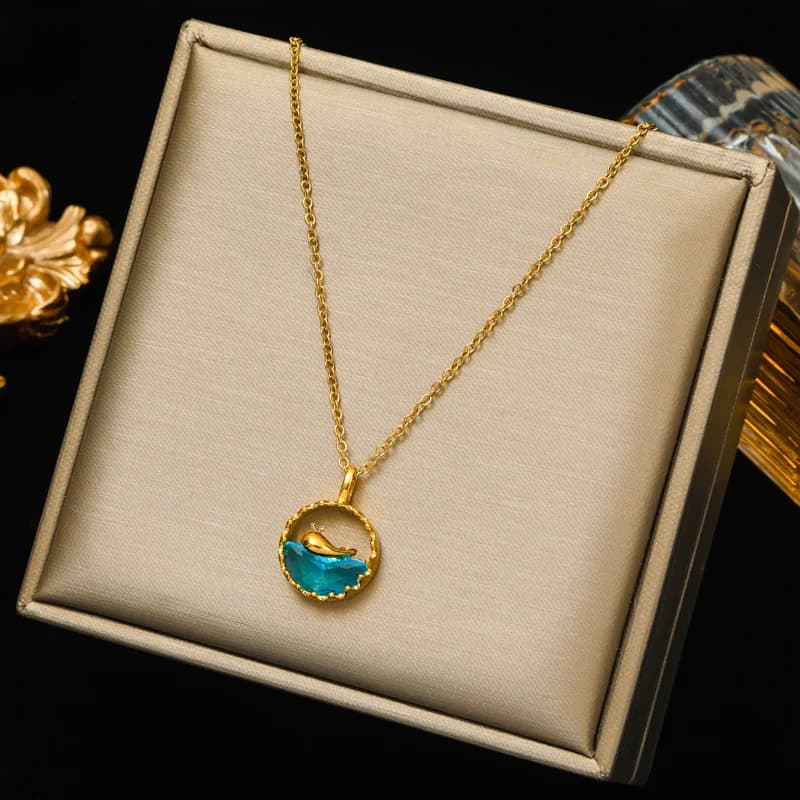 316L Stainless Steel Cubic Zirconia Pearl Pendant Necklace
