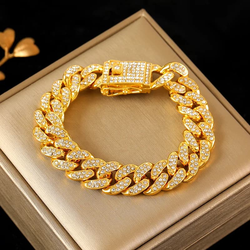 Geometric Cuban Chain Necklace and Bracelet Set