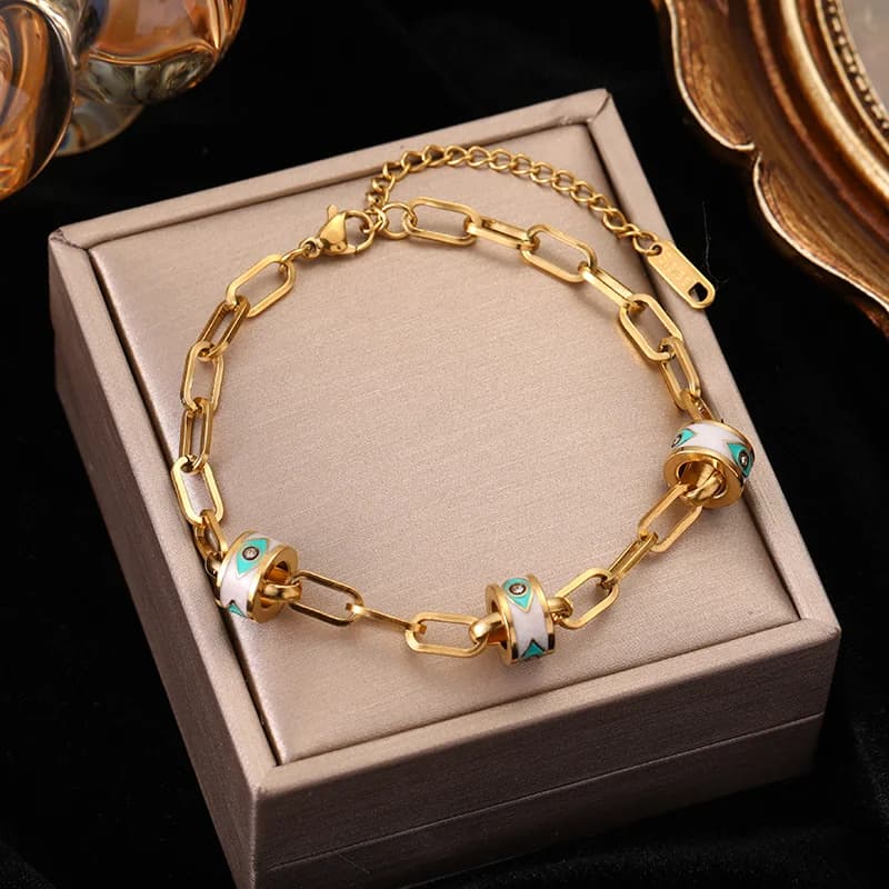 Thick Geometric Chain Bracelet, Gold Stainless Steel