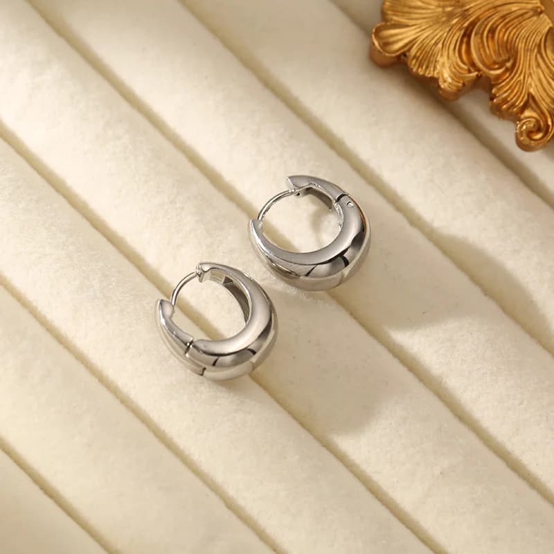 Simple Round Stainless Steel Hoop Earrings