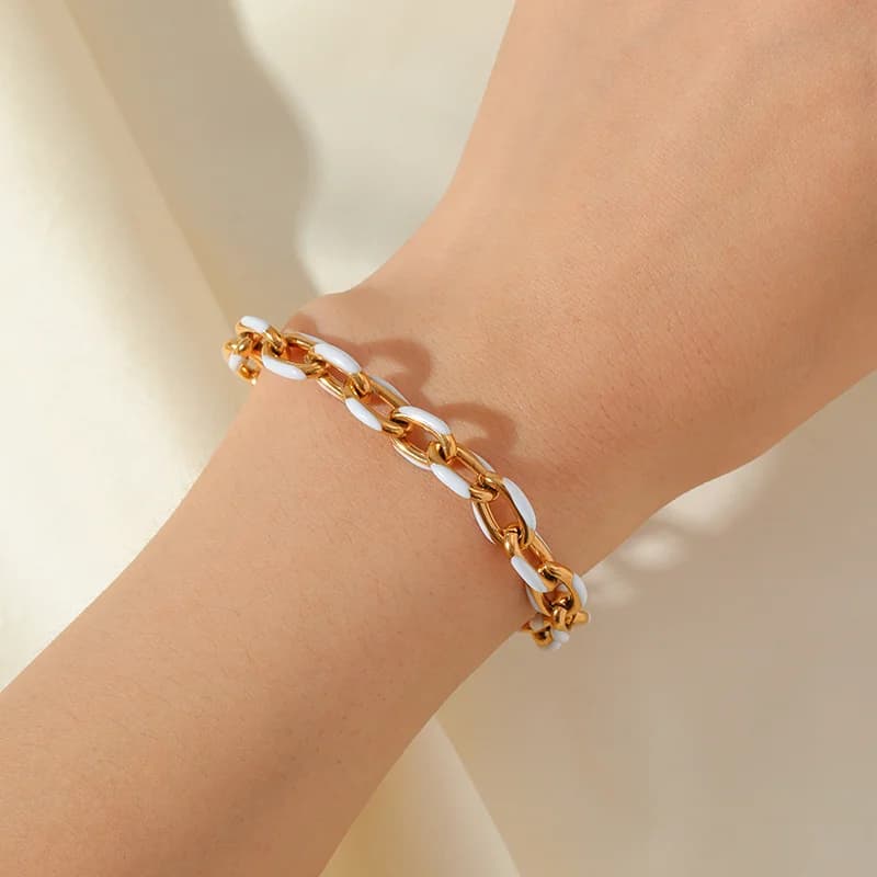 White Enamel Bracelet for Women