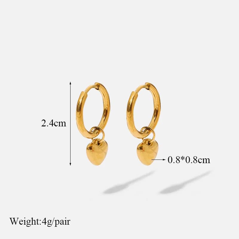 Gold Heart Pearl Rose Hoop Earrings
