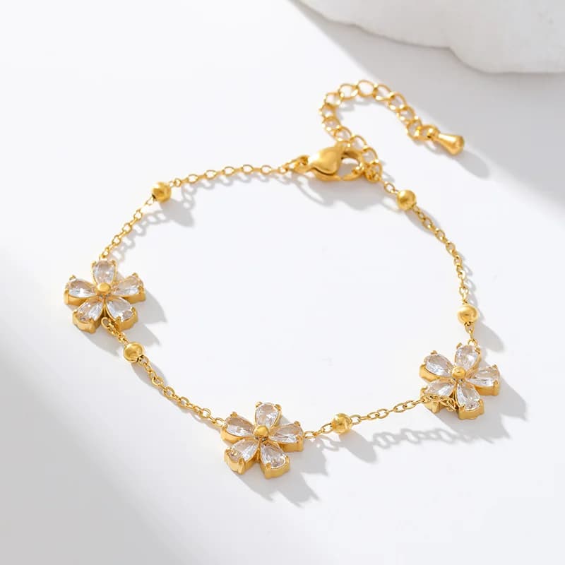 316L Stainless Steel Colorful Flower Cubic Zirconia Bracelet