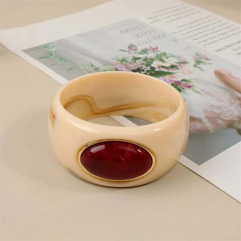 Square Acrylic Resin Geometric Bangle Bracelet for Women