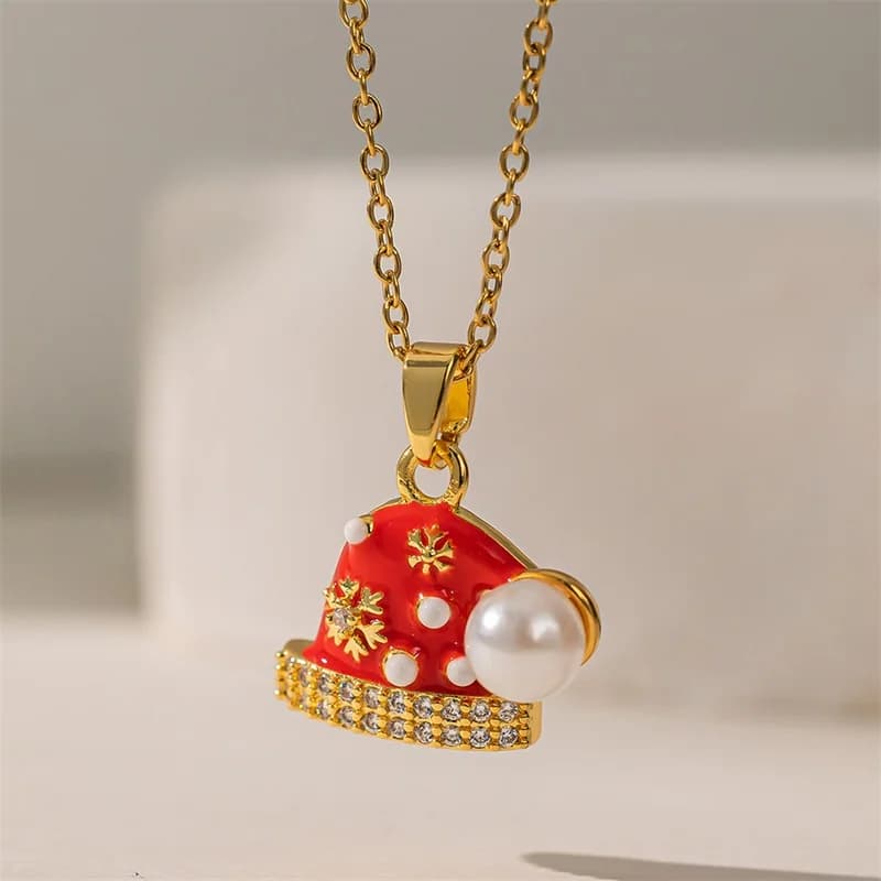 316L Stainless Steel Christmas Santa Pendant Necklace