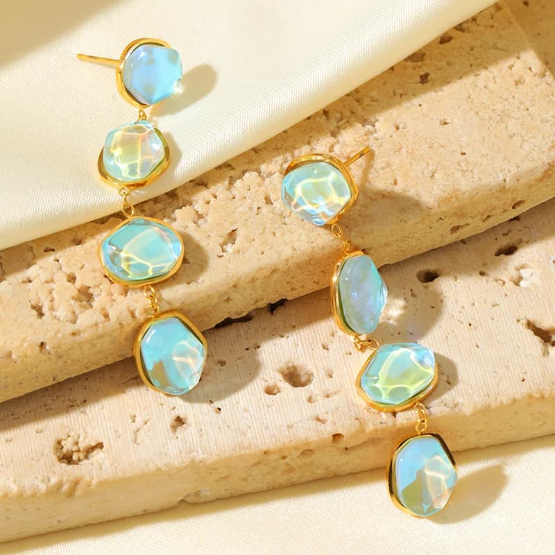 Irregular Colored Dangle Earrings Pair