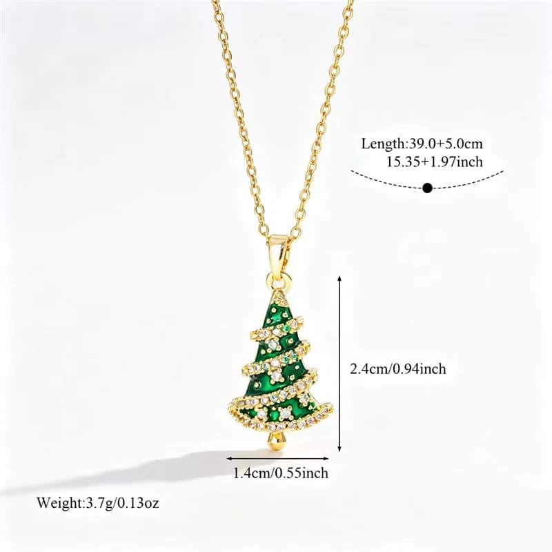 Stainless Steel Christmas Tree Pendant Necklace