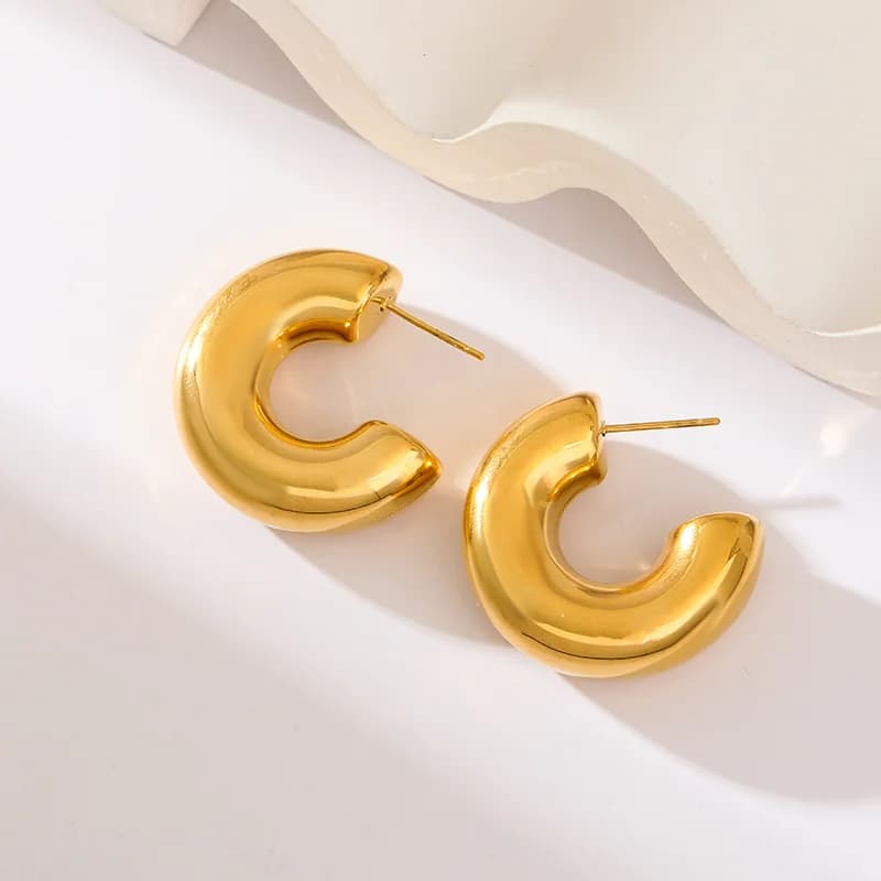 316L Stainless Steel Gold Stud Earrings for Women
