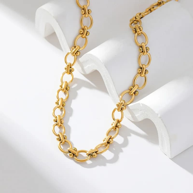Stainless Steel Chain Necklace, Gold Plated