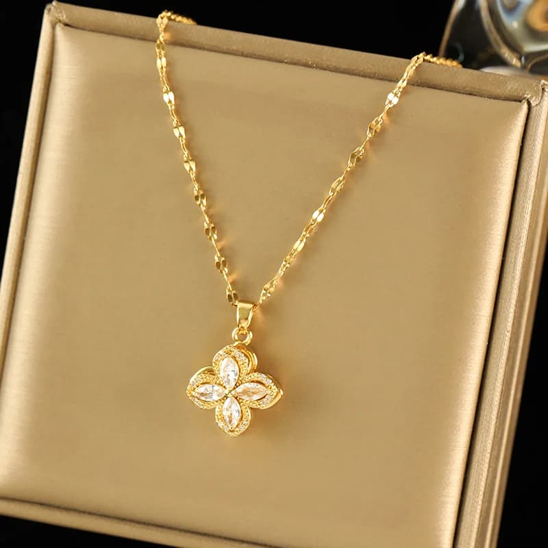Tulip Flower Cubic Zirconia Collar Necklace