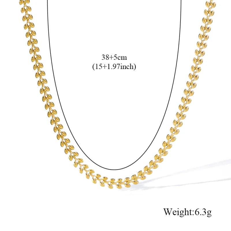 Wheat Chain Necklace, 18K Gold Plated Texture