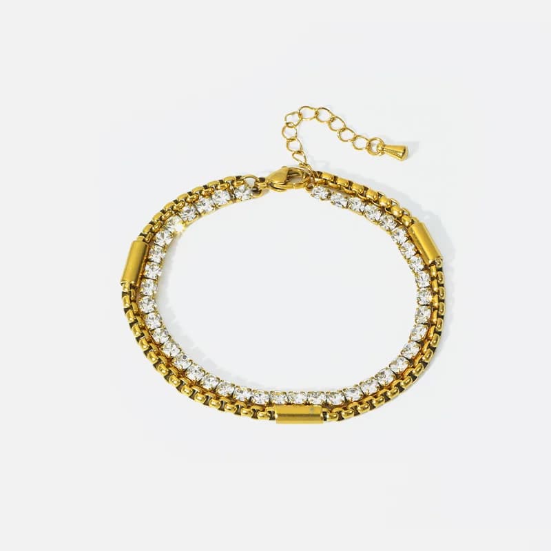 316L Stainless Steel Double Layer Zircon Bracelet