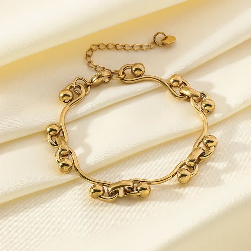 316L Stainless Steel Gold Color Heart Charm Bangle