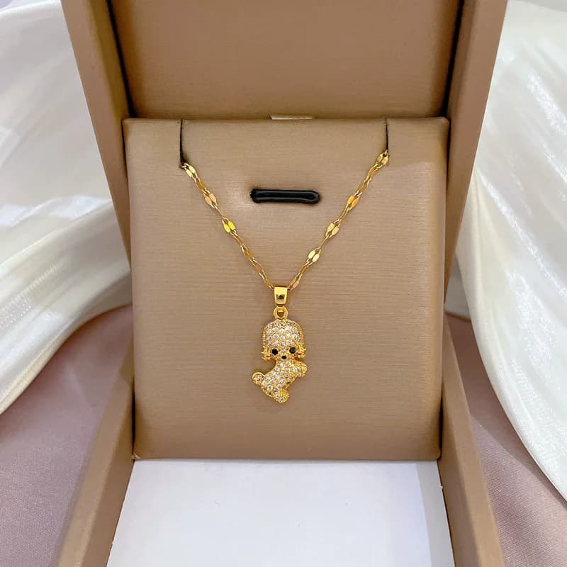 Cubic Zirconia Swan Pendant Necklace, Gold Tone