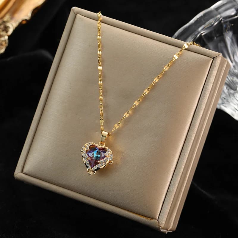 Gold Color Zircon Chain Choker Necklace