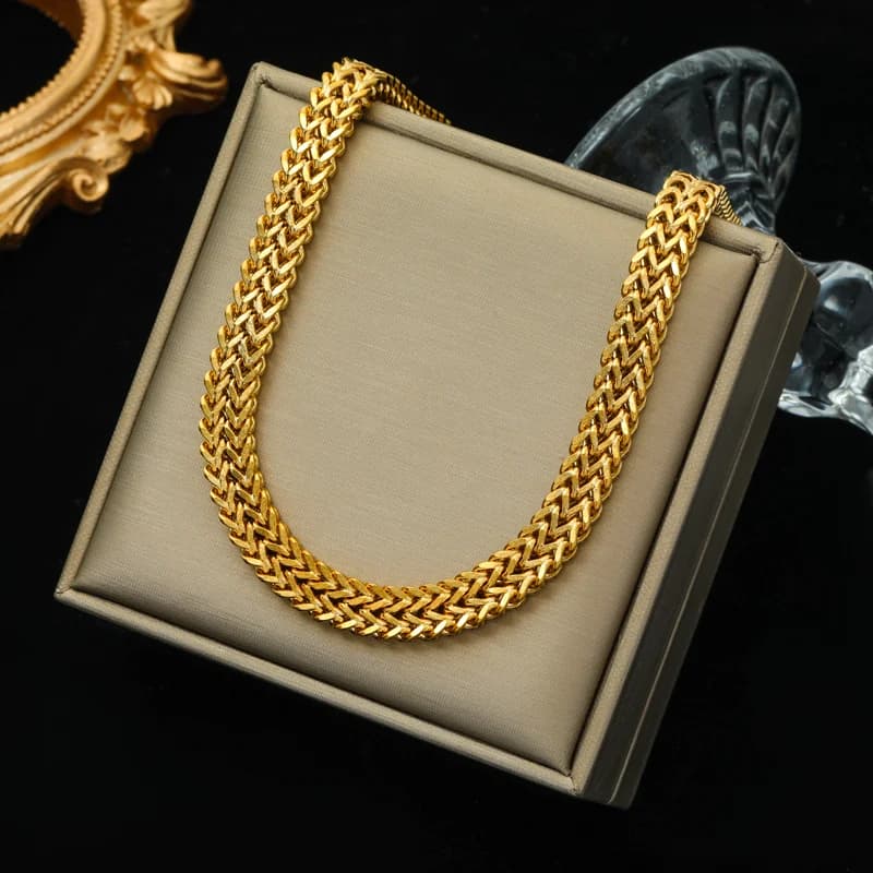Textured 18K PVD Plated Statement Collar Necklace