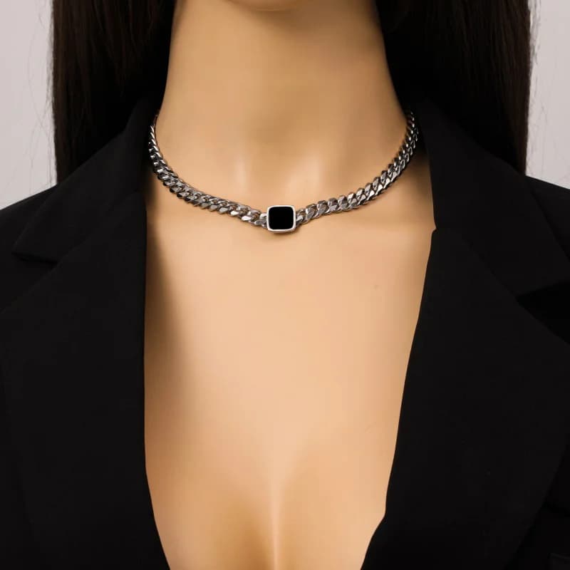 Stainless Steel Silver Chain Choker Necklace