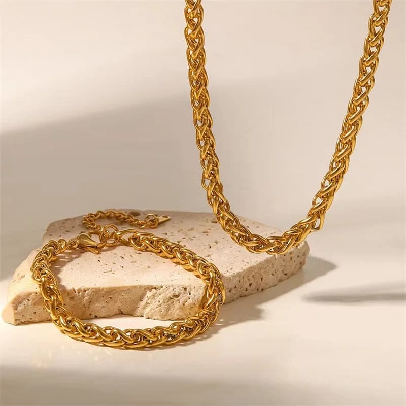18K Gold Plated Metal Collar Jewelry Set