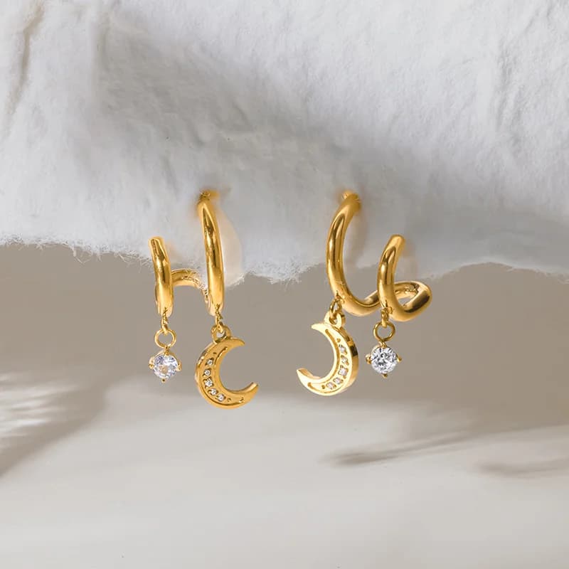 Gold Feather Leaf Drop Dangle Earrings