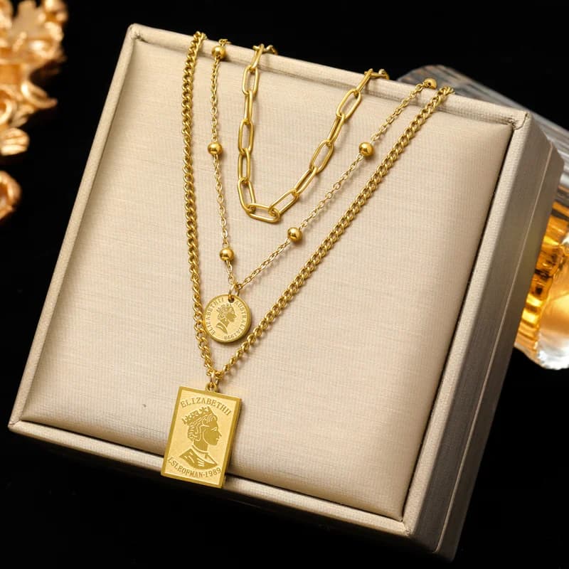 Stainless Steel Acrylic Link Thick Chain Necklace